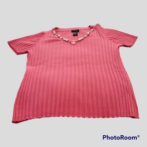 RQT Women's Ribbed Vneck Shirt, Size L